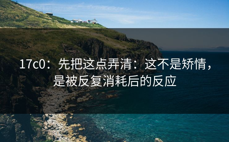 17c0:先把这点弄清:这不是矫情,是被反复消耗后的反应