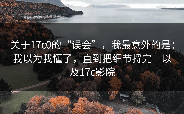 关于17c0的“误会”，我最意外的是：我以为我懂了，直到把细节捋完｜以及17c影院