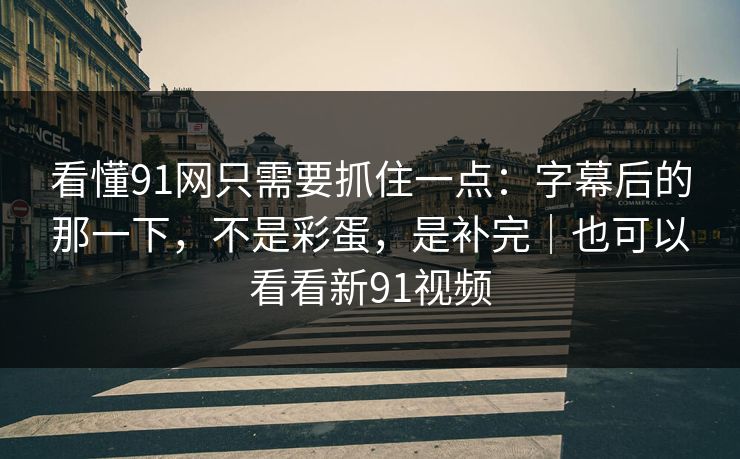 看懂91网只需要抓住一点：字幕后的那一下，不是彩蛋，是补完｜也可以看看新91视频