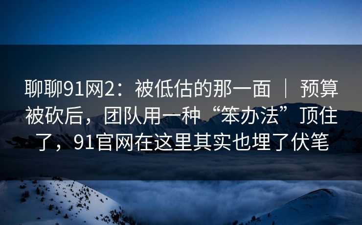 聊聊91网2：被低估的那一面 ｜ 预算被砍后，团队用一种“笨办法”顶住了，91官网在这里其实也埋了伏笔