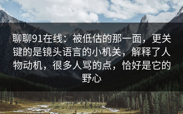 聊聊91在线：被低估的那一面，更关键的是镜头语言的小机关，解释了人物动机，很多人骂的点，恰好是它的野心