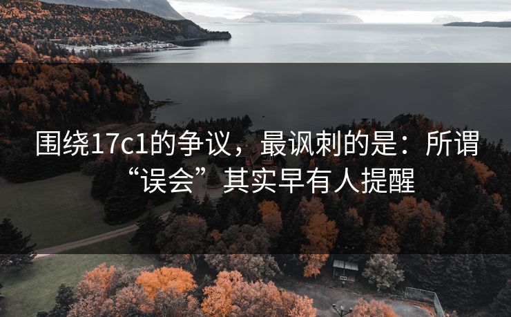 围绕17c1的争议,最讽刺的是:所谓“误会”其实早有人提醒